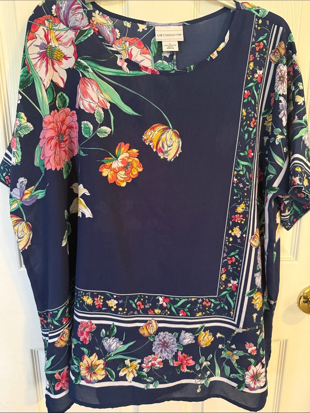 Liz Claiborne Navy Floral Long Sleeve Men’s Shirt